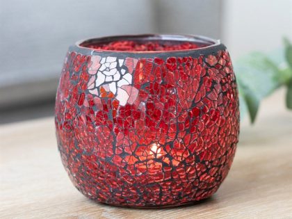 Large Mosaic Red Candle Jars